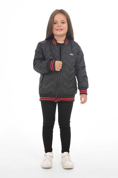 Montstop Girl's Black College Collar Lined Water and Windproof Zippered Pocket Coat Jacket