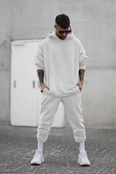 YAKAMEL Ανδρικό σετ φόρμας με χοντρή βαμβακερή επένδυση 3 κλωστών, με κουκούλ...