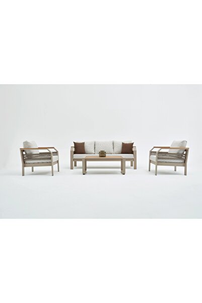 Erinöz Morento Bahçe Oturma Grubu 3+1+1+Sehpa - Kum Rengi