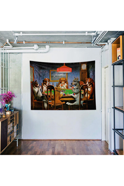 The Lucid Lab Dogs Playing Poker Duvar Örtüsü - 100 cm x 135 cm
