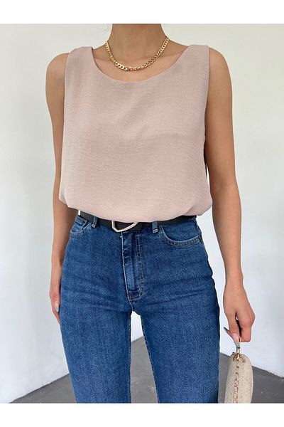 Modamorfo Nullärmelige Ayrobin-Bluse – helles Nerz