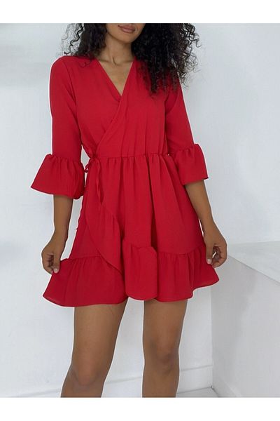 Modamorfo Rochie Ayrobin cu fustă și mâneci cu volan și talie elastică
