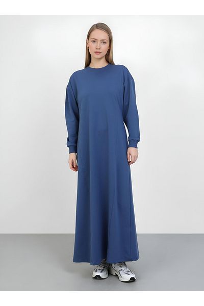 Benin Πλεκτό Oversize Hijab Φόρεμα με λεπτομέρεια Κύπελλο - Indigo - Benin