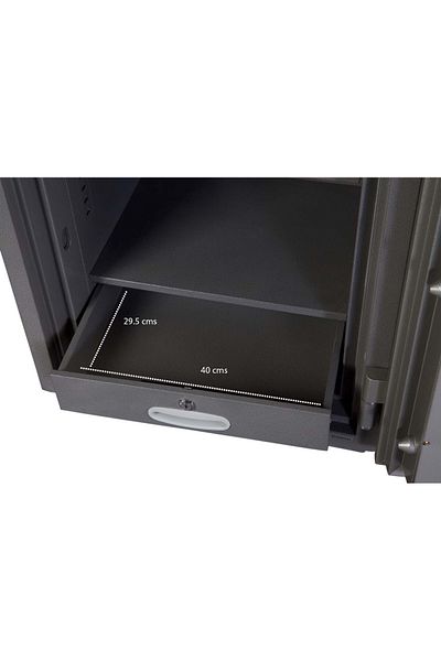 Mahmayi Secure Fingerprint adjustable Shelves Drawer Storage Hammertone Paint Finish Fire Safe - (Grey)