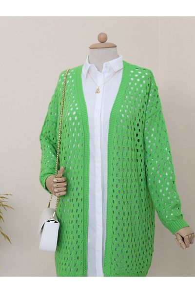 Modamorfo Mesh Spring Araboy Knitwear Cardigan -A.Green