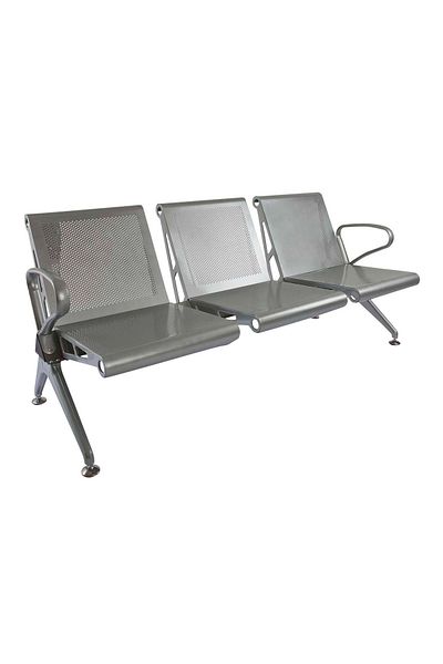 Mahmayi Banco Hf 3 Seater Metal Bench- Bold Bench With Mesh Back and Seat - Powder Coated Arms and Legs-Grey