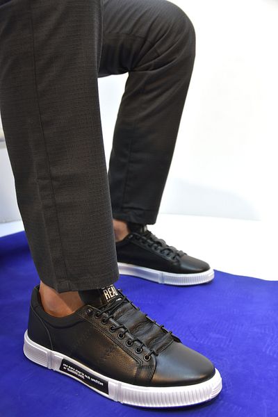 Hammer Jack Pantofi casual pentru bărbați Basel din piele naturală neagră Toscana NEGRU