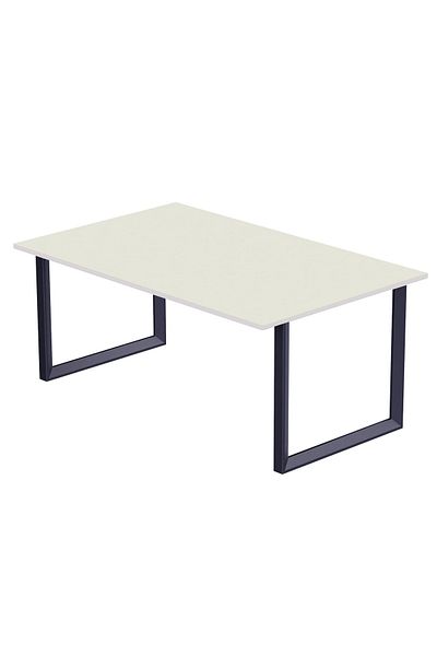 Mahmayi Dec 136 BLK Wooden Dining Table Loop-Leg, 4-Seater for Kitchen-120cm, Premium White Finish