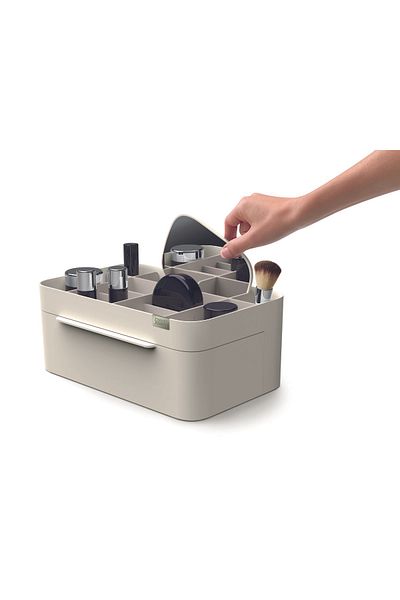 Joseph Joseph Viva Large cosmetic organiser with removable mirror grey