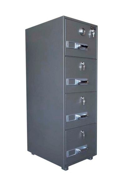 Mahmayi Secure Plus Locking Dial For Better Organisation 4 Drawer Fire Filing Cabinet - 680-4DK, Grey