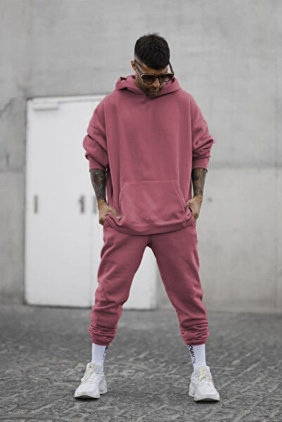 YAKAMEL Ανδρικό σετ φόρμας με χοντρή βαμβακερή επένδυση 3 κλωστών, με κουκούλ...