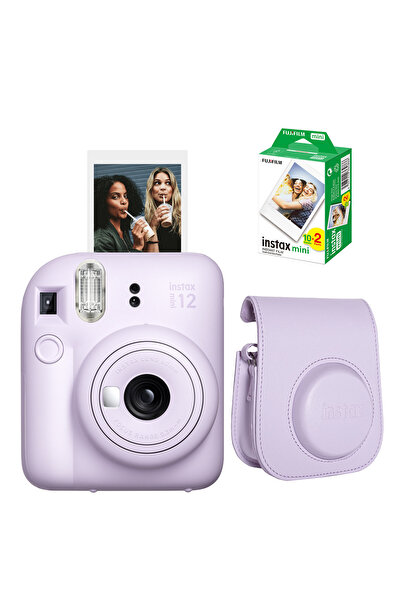 Fujifilm Instax Mini 12 Lila Fotoğraf Makinesi Deri Çanta Ve 20'li Film Hediye Seti-fotsı00199-st3-20-dk