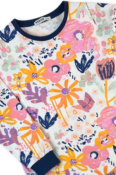MK Mukko Kids Girl's Floral Pattern Detailed Seasonal Pajamas Set