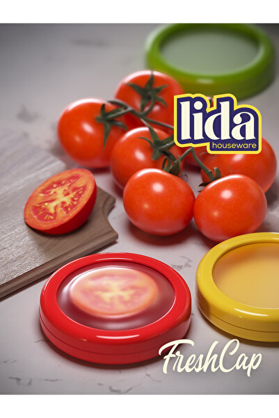 Lida Houseware Freshcap Set of 6 - Fruit, Vegetable, Onion, Lemon and Tomato Storage Container Flexible and Reusable
