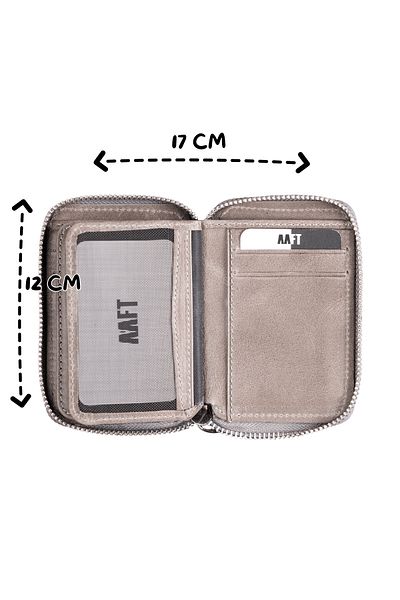 Deriza Πορτοφόλι Tiguan Grey Unisex με φερμουάρ από γνήσιο δέρμα - Lotus 1616