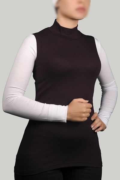 Altobeh Organic Sleeveless Turtleneck Lycra Women's Zero Sleeve Bodysuit