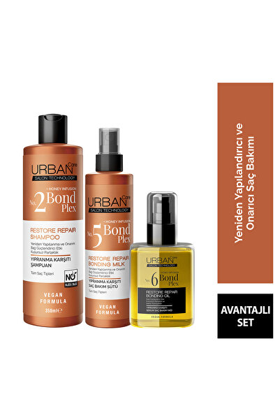 Urban Care Bond Plex Restore Repair Yıpranma Karşıtı Şampuan Süt Yağ Bakım Seti 3'lü-vegan