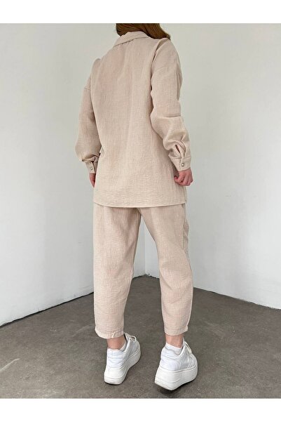 Modamorfo Double Linen Set with Colorful Lace Pocket