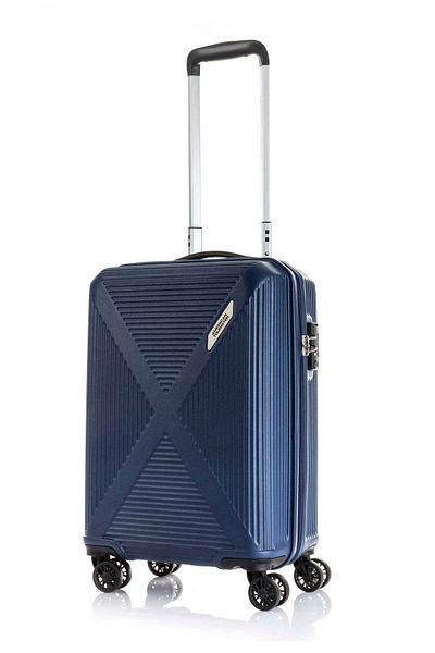 American Tourister CUATRO 55cm Hard Shell Luggage – Navy with TSA Lock