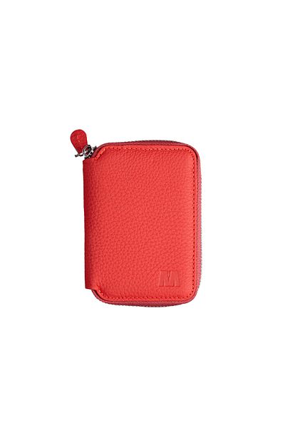 Deriza Lotus 1616 - Portofel unisex roșu din piele naturală cu fermoar