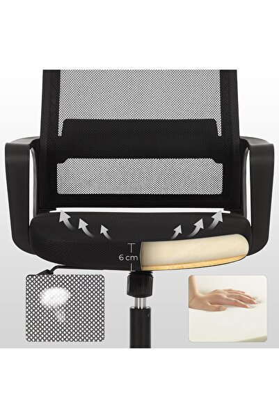 Mahmayi Songmics Adjustable Black Mesh Office Chair With Tilt & Breathable Backrest - Songmics Obn031b01