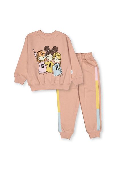 baby flamindo Baby Flamindo 3 Girl's Gap Printed 2 Threads Tracksuit Set