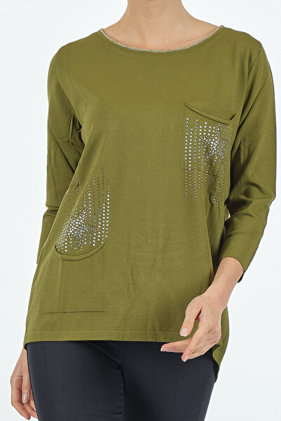 Two Mail Twomail Minimalist Oversize Γυναικεία Μπλούζα 3/4 μανίκι - Λεπτομέρεια τσέπης