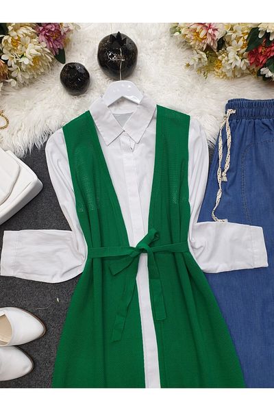 Modamorfo Green Mesh Spring Cardigan