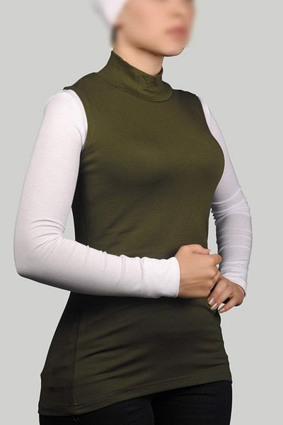 Altobeh Organic Sleeveless Turtleneck Lycra Women's Zero Sleeve Bodysuit
