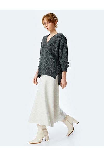 Koton Standard Waist Soft Textured Camisole Midi Bell Skirt