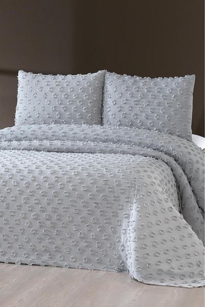 Çeyiz Diyarı Gray Dowry Land Conical 3-Piece Double Pique Set