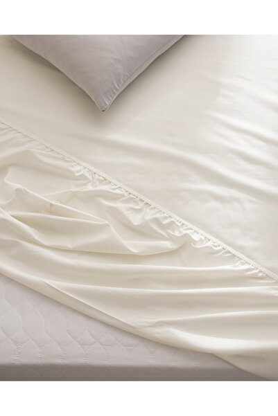 Madame Coco Manon King Size Plus 100% Cotton Ranforce Fitted Sheet - Ecru
