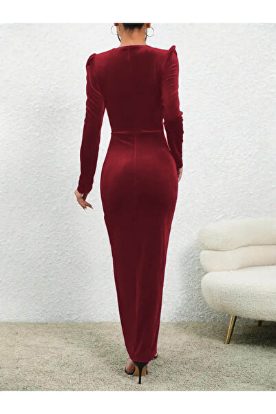 buğrahayalin    Women's Long Sleeve Crew Neck Front Shirring Detailed Front Cross Detail