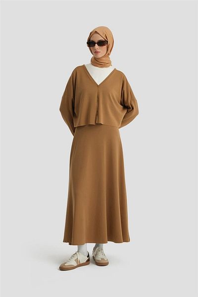 Armine 24Kd6816 Model Camel Knitted Cardigan Set