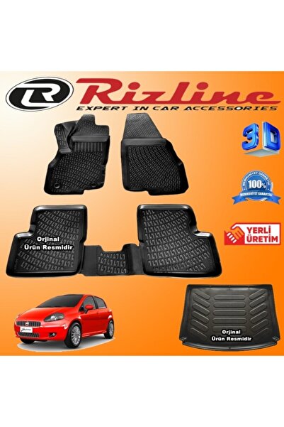 Rizline Fiat Grande Punto 3d Paspas + 3d Bagaj Havuzu 2006-2019 Arası Siyah Set