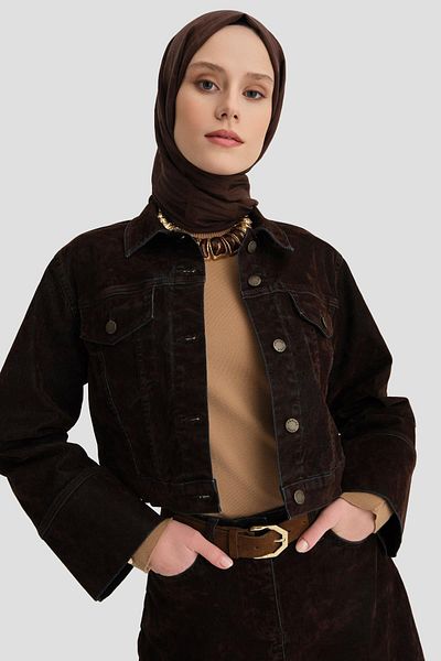 Armine 24Kd3401 Model Brown Denim Set - Flocked Printed