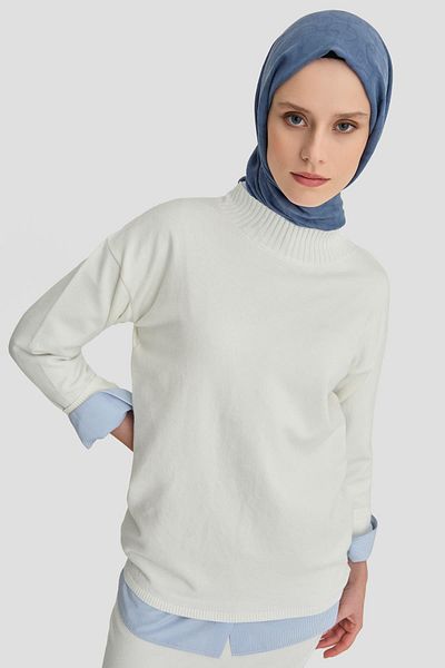 Armine Ecru Colored Basic Knitwear Set - 24Kd4222