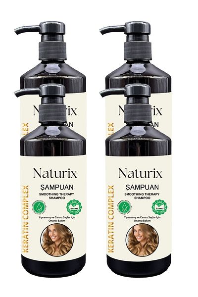 Naturix Keratin Care Shampoo 600 ml - Set of 4 |   Repairing and Salt-Free Formula