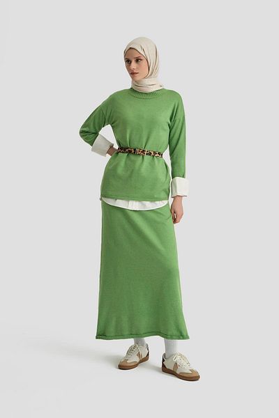Armine Water Green Basic Knitwear Set - 24Kd4222