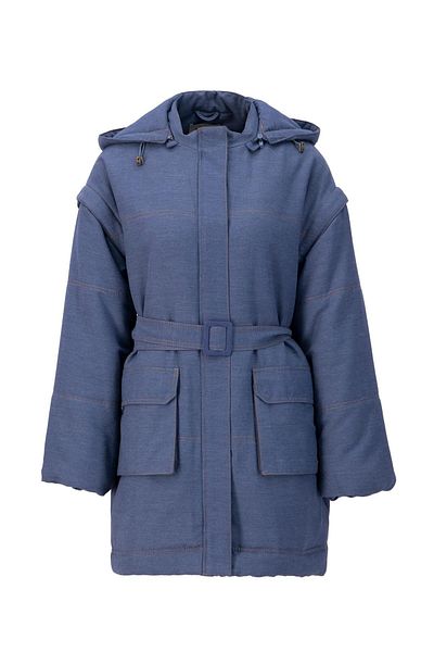 Armine Navy Blue Denim Coat - Can Be Used as a Vest, 24K7607 Model