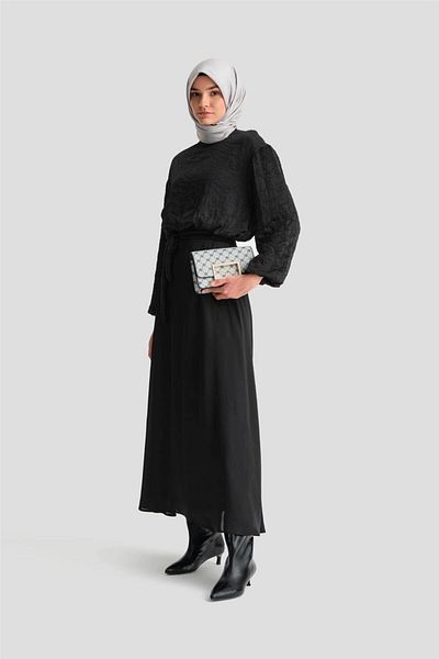 Armine Black Balloon Blouse Suit - 24K6919