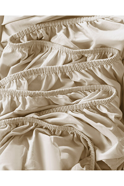 Madame Coco Manon Double Beige 100% Cotton Ranforce Fitted Sheet Set