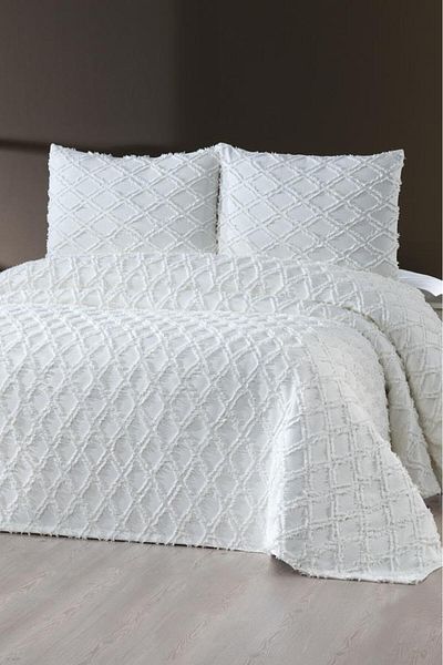 Çeyiz Diyarı Double 3-Piece Pique Set - Dowry Land Vesya, Cream