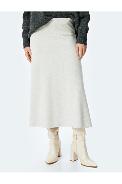 Koton Standart Bel Yumuşak Dokulu Kaşkorse Midi Çan Etek