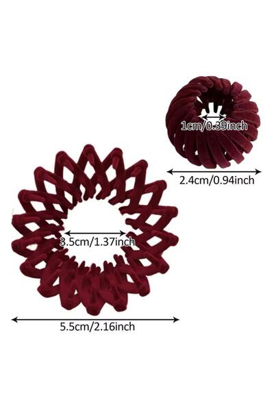 Pelin Aksesuar Bordo Kadife Topuz Tokası