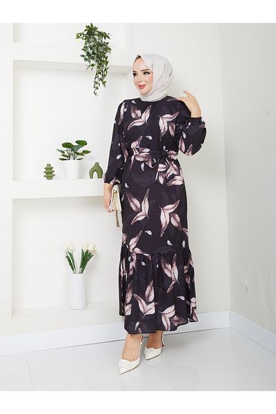 exxitcollection Moss Crepe Flower Pattern Hijab 140 cm Dress