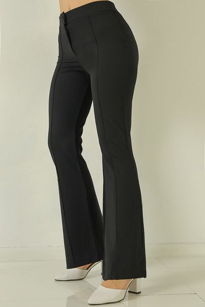 AREF JEANS Women's Black High Waist Slim-fit Flare Leg Palazzo Pants