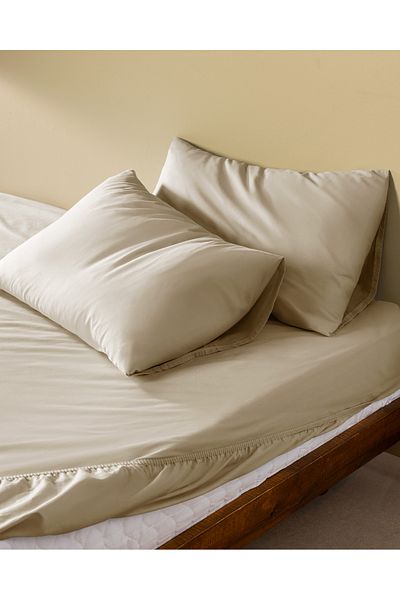 Madame Coco Manon Double Beige 100% Cotton Ranforce Fitted Sheet Set
