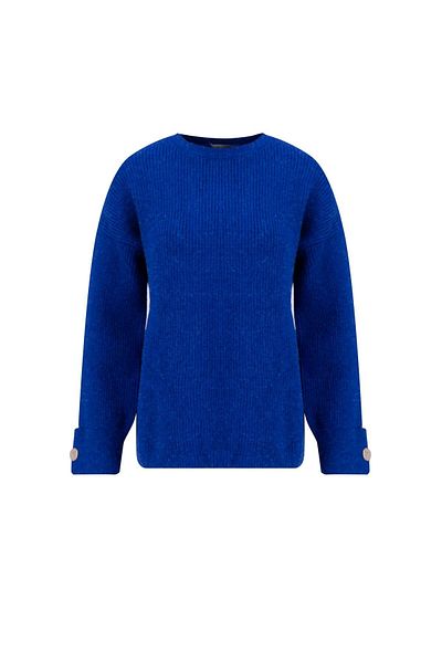 Armine Cobalt Sweater - 24Kd4201 Model, Slit Detail Sleeve