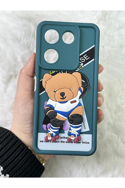 Vip Case TECNO CAMON 20 PRO 4g - كاميرا سيليكون منقوشة ثلاثية الأبعاد على شكل دمية دب مع إطلاق حماية الدب